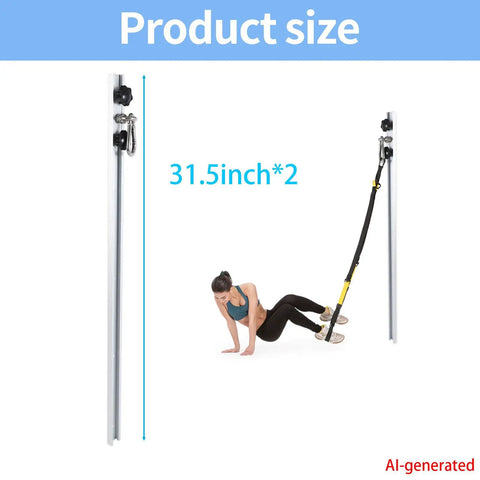 Heavy Duty Adjustable Resistance Band Wall Anchor With Dual Steel Rails And Smooth Glide Carriages For Instant Home Gym Rig Setup Quick Install Mounting Kit No Bands Included, product size 31.5 inches.