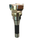 R8 Shank Two Point Five Inch End Mill With Replaceable Carbide Inserts for steel cutting, 90 degree, side view