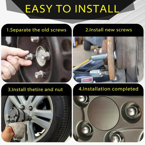 Four Piece M12x1.5 Wheel Lug Stud Nut Set For Front And Rear Install Steel Construction Rust Resistant