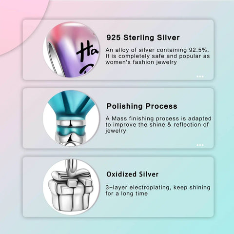 Information on 925 silver composition, polishing, and oxidizing process for Hot Air Balloon Happy Birthday Dangle Charm In 925 Sterling Silver With Pink Purple And Blue Enamel So Cool Bracelet Necklace Pendant Bead Jewelry Gift For Women Family Friends