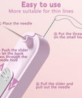 Multifunctional Needle Threader Kit For Hand And Machine Sewing With 2 In 1 Automatic Threaders step-by-step threading instructions