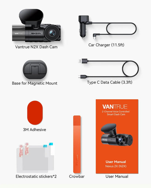 Dual Dash Cam For Your Ride With 5G WiFi Front 2.7K And Interior 1080P accessories including car charger and manual
