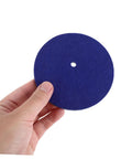 Blue round felt insert for fencing glove showing breathable design, part of Fencing Epee Hand Guards 2 Pack Lightweight Protective Shields.