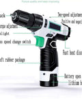 Heavy Duty Cordless Lithium Hammer Drill Impact Driver Kit With 25 Plus One Torque Settings Variable Speed Trigger Grip showing torque adjustment and features.