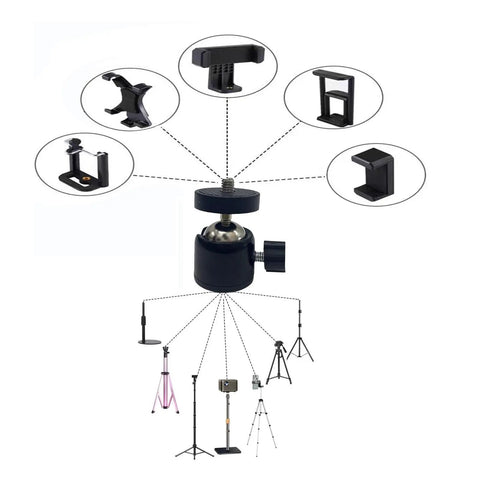 One Quarter Inch Swivel Mini Ball Head Tripod Mount For DSLR Cameras Camcorders Lights And Tripods With 360 Degree Rotation And Secure Grip 10 Pack Ideal For Studio Setups And On The Go Shoots, black 1/4-inch mount with adapters