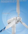 Close-up of wind-up turbine from 2 In 1 Wind Turbine And Platform Trailer Playset, large blades, educational science toy.