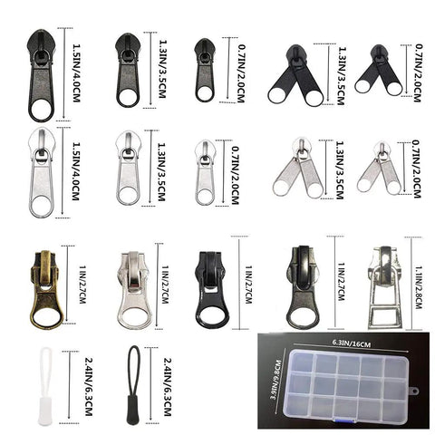 255 Piece Zipper Repair Kit With Replacement Sliders For Size 3 5 8 Nylon And Metal Zippers Pliers Tool And Zip Extension Pulls