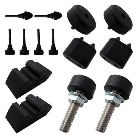 Premium Rubber Stopper Kit With Hood Adjusters And Bumpers For 1967-72 GM A-Body Cars in black rubber, multiple components