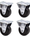 Heavy Duty 4 Piece 2 Inch Rubber Caster Wheels With Rigid Fixed Non Swivel Top Plate For Furniture, Quiet Non Marking Polyurethane Casters That Absorb Shock, Protect Hardwood Floors And Prevent Scratches