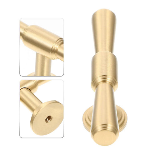 Brass Cabinet Handles 2 Pack T Bar Pulls Single Hole For Kitchen Drawers Wardrobe Cupboards And Doors Durable Furniture Hardware