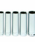 SuperTorque One Quarter Inch Drive Deep 12 Point Metric Socket Set 12 Piece Pro Grade High Polish Chrome Finish