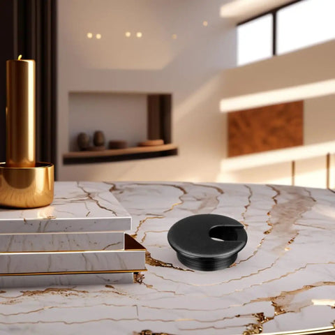 Sturdy Round Plastic Cable Grommet Kit With Easy Tool-Free Installation Covers Desk Cord Holes For Home And Office Cable Management Wear Resistant 10 Pack black round desk cord hole cover on marble tabletop