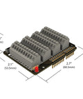Arduino Uno R3 Compatible Terminal Block Shield Kit with Push In Spring Connectors, dimensions and layout view.