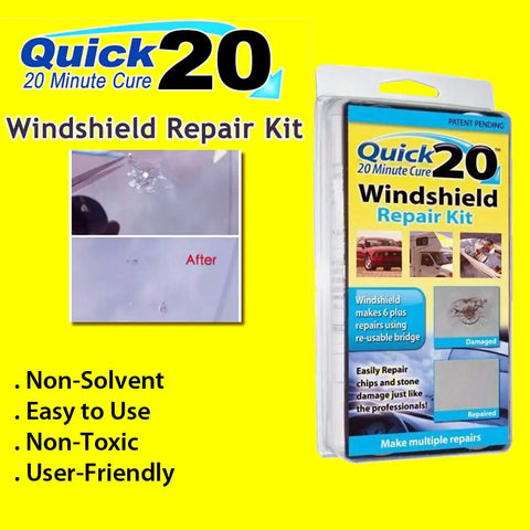 Do It Yourself 20 Minute Windshield Repair Kit For Rock Chips Stone Cracks Star Breaks Bullseyes And Stone Damage On Cars Trucks RVs Autos Glass And More Quick Budget Friendly DIY Fix package with product details and images