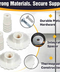 Universal Grab Bar Mounting Kit For Fiberglass Showers With Adjustable Spacers, durable hardware and integrated spacers shown.