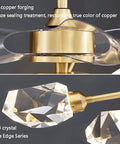 Slick Full Bronze Ceiling Fan With Integrated Lighting And Six Speed Settings features copper forging and K9 crystal detail.
