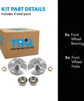Front Wheel Bearing And Hub Kit For 1996 2000 Toyota RAV4 with box, two hubs, two bearings visible
