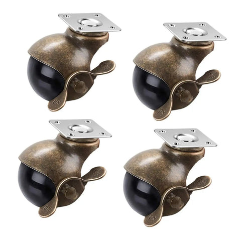 Vintage Bronze Swivel Casters Four Pack Hella Smooth Heavy Duty Two Inch Dual Ball Bearing Wheels For Home Furniture And Workshop, showing four durable casters.