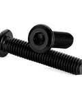 M5 X 30mm Socket Cap Allen Bolts with Flat Round Head, Black Oxide Finish, Full Thread, Carbon Steel, Hex Drive 4mm, Close-Up View