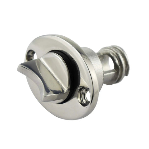 Beefy 316 Stainless Steel Garboard Drain Plug Kit For 1 Inch Hole With Screws And O Ring, Marine Grade Mirror Finish, Side View