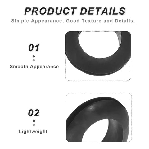 Rock Solid 180 Piece Rubber Grommet Kit With Nylon Washers For Waterproof Cable Sealing And Wire Protection. Smooth black rubber grommet close-up