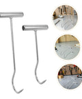 Heavy Duty T Handle Manhole Cover Hooks For Sewer And Septic Tanks Hella Tough Metal Lifters viewed from two angles, showcasing their metal construction.