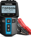 12V Car Battery Tester With 100 To 2000 CCA Load Test Digital Auto Battery Analyzer in use with cables attached