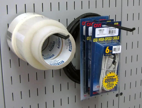 9 Inch Reach Extended Slotted Pegboard Hooks Pair For Metal Tool Boards holding tape and cables