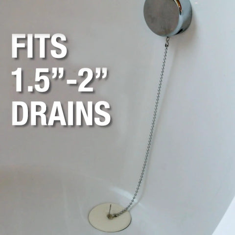 Image showing Rubber Stopper For Tub Drain White With Split Ring And Bead Chain, Debris Guard For Indoor And Outdoor Use installed in tub