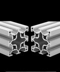 Rock Solid 50X50 Aluminum Extrusion T Slot Profile Two Pack At 68 Inch showing cross-section of anodized silver rails.