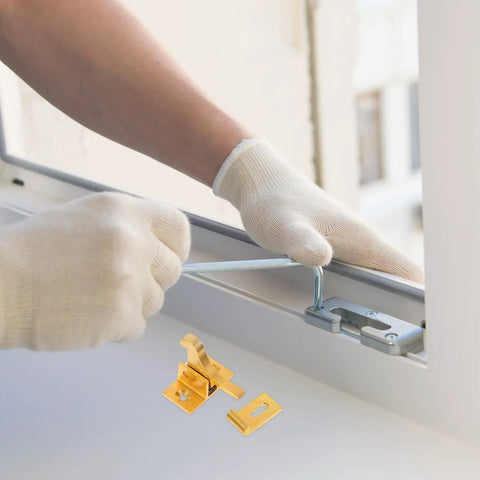 Installing Brass Cabinet Door Latch with Spring Catch on Window for Security