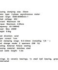 Specifications for High Speed CNC Spindle Motor With Quiet Water Cooling For Precision Machining, including size and power