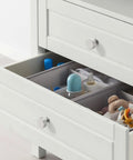 Top Shelf Brushed Satin Nickel Kitchen Cabinet Knobs 6 Pack Slick Drawer Handles For Bathroom Vanities And Dresser Drawers on white drawer.