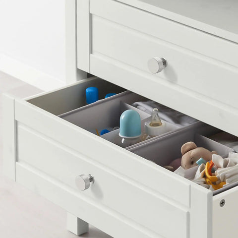 Top Shelf Brushed Satin Nickel Kitchen Cabinet Knobs 6 Pack Slick Drawer Handles For Bathroom Vanities And Dresser Drawers on white drawer.