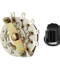 Band Selector Rotary Switch One Pole Five Position with knob, deck mount, 9.7mm mount hole, 6mm shaft, includes mount nut and black knob