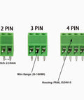 Image showing 50 Pack 2.54mm 0.1 Inch Pitch PCB Mount Screw Terminal Block Connector 2P 3P 4P 150V 6A Rating for DIY projects.