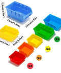 All In One Wall Mounted Storage Bins Kit For Tools And Hardware With Pegboard Organizer Rack And 30 Bins In Five Color Parts