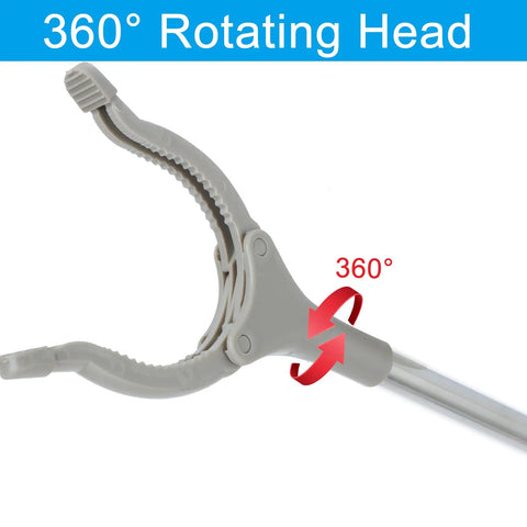 Two Pack Stainless Steel Grabber Reacher Tools Set With 32 Inch Foldable And 16 Inch Rigid Reachers, 360 Degree Rotating Jaw, Heavy Duty Trash Picker For Seniors, Home Garden Use
