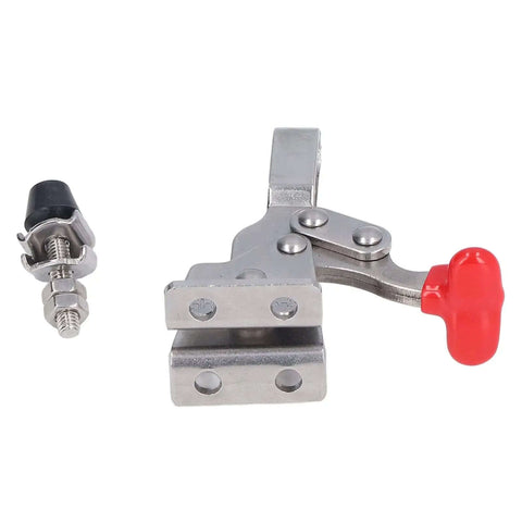 Quick Release Vertical Toggle Clamp For Woodworking 150 Lb Holding Capacity Easy Pin Removal with red handle and pin