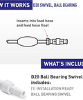 D20 Ball Bearing Swivel Replacement For 280 380 3900 Sport TR28P TR35P 180 Models Built Tough For Off Road Rides Snowmobiles And ATV Use Durable Easy Install, white swivel