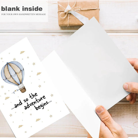 Hot Air Balloon Adventure Baby Shower Card For New Parents Funny Congratulations Card Blank Inside 8x5.3 Inch Size With Envelope