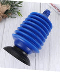 Heavy Duty Toilet Plunger Slays Stubborn Bathroom Clogs Quickly Without Breaking A Sweat Using Legit High Pressure Suction And Ergonomic Grip Handle, blue rubber head and black base.