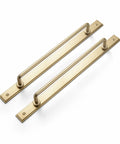 2 Pack 7 9 16 Inch Center To Center Champagne Bronze Cabinet Bar Pulls With Demi Plaquette Backplate Sleek Modern Drawer Handles