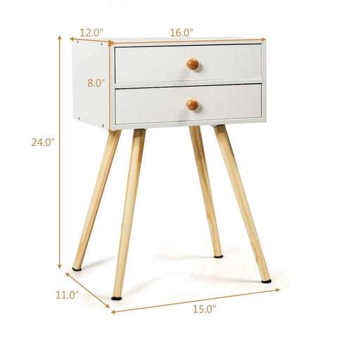 Killer White Industrial End Tables And Nightstands Set Of Two With Smooth Glide Drawers For Your Prime Bedroom Vibe Big Time Storage Bedside Side Tables Solid Wood Frame Totally Lightweight, features smooth drawers and wooden legs.