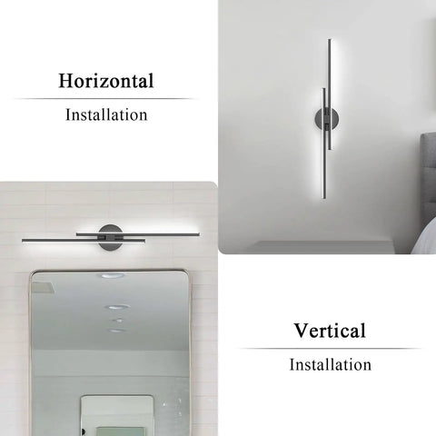 Dimmable Modern LED Vanity Light Fixture For Bathroom Wall Mount, 31.5 Inch Mirror Vanity Lighting Fixture, Black Finish, Adjustable Brightness From 10 To 100 Percent, Ideal For Bathroom, Bedroom, Makeup, And Living Room