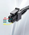 ATX Mini 4 Pin To Dual SATA 15 Pin Adapter Extension Cable For Mechanical HDDs SSDs And Optical Drives Seventeen Point Nine Inch Length close-up, 20AWG flat cable