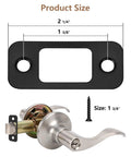 2 Piece Deadbolt Strike Plate Set With Large Hole, Round Corner 1 Inch By 2 And A Quarter Inch Stainless Steel Door Back Plate In Black