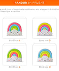 Four rainbow night light plug in with dusk to dawn sensor, 0.5W LED nursery nightlight for kids, showing cute smile emoji lampshades in random colors.