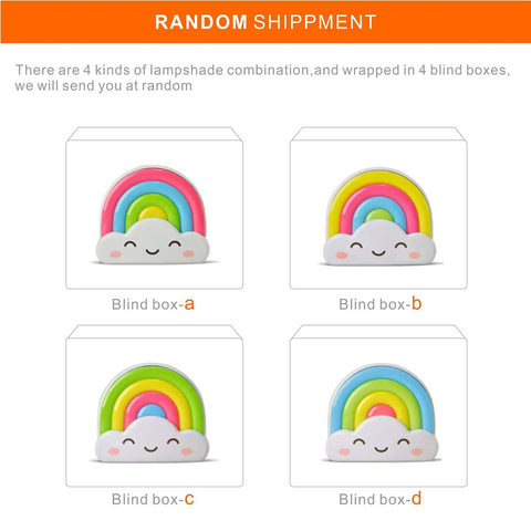 Four rainbow night light plug in with dusk to dawn sensor, 0.5W LED nursery nightlight for kids, showing cute smile emoji lampshades in random colors.