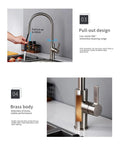 360° Swivel Stainless Steel Kitchen Faucet PullDown Sink Mixer Tap Polished Chrome Kitchen Tap features pull-out design and brass body.